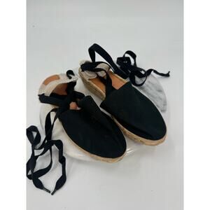 Unisa black and tan espadrille flats